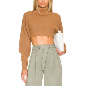 L'Academie 'Maven' Brown Turtleneck Crop Top Size S